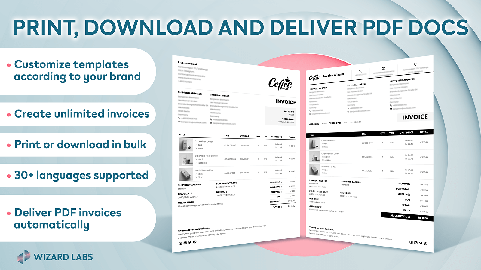 Print, download and deliver PDF docs.