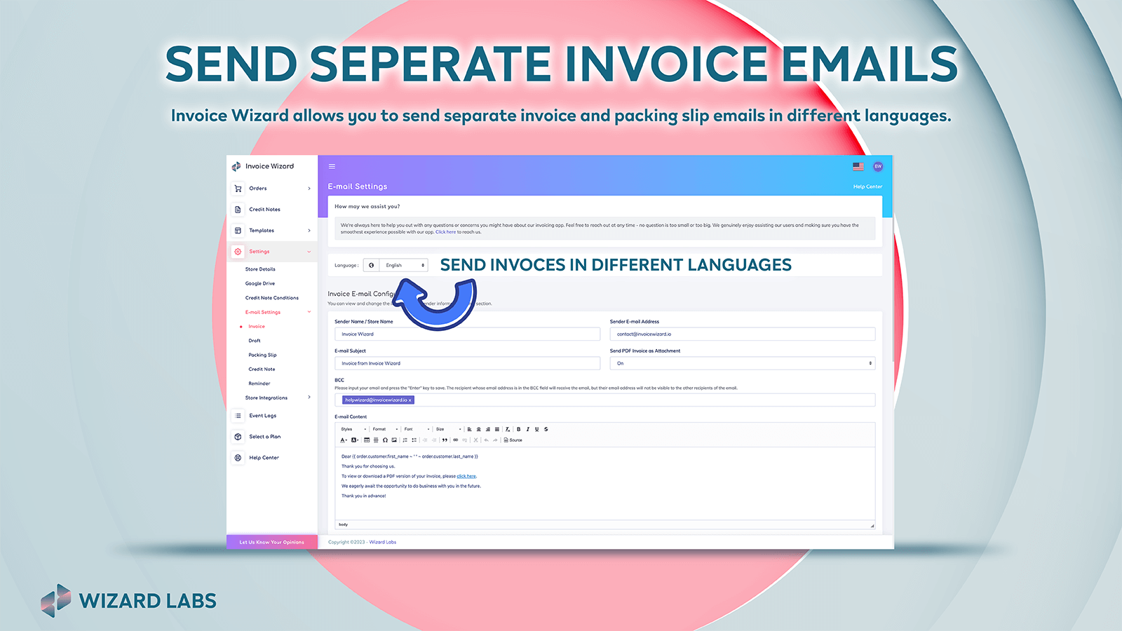 Send separate invoice emails.